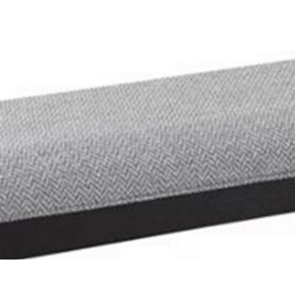 Benjara Patricia 48 Inch Counter Height Dining Bench, Black Wood And Gray Fabric