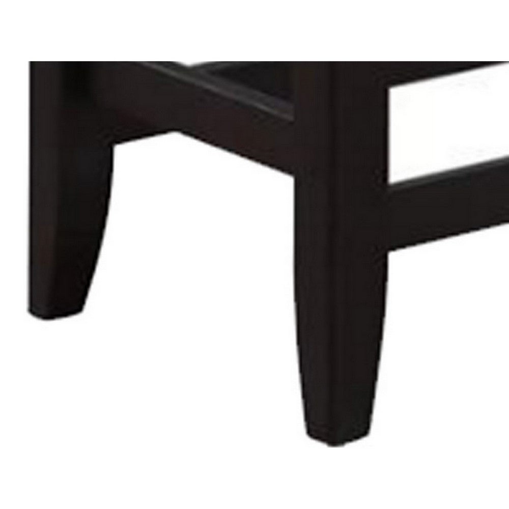 Benjara Patricia 48 Inch Counter Height Dining Bench, Black Wood And Gray Fabric