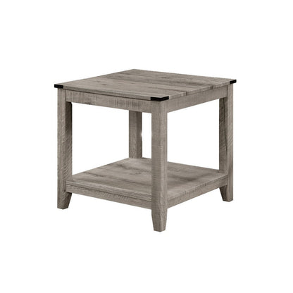 Benjara Hilton 3 Piece Coffee And End Table Set, Wood, Storage Shelf, Beige Finish