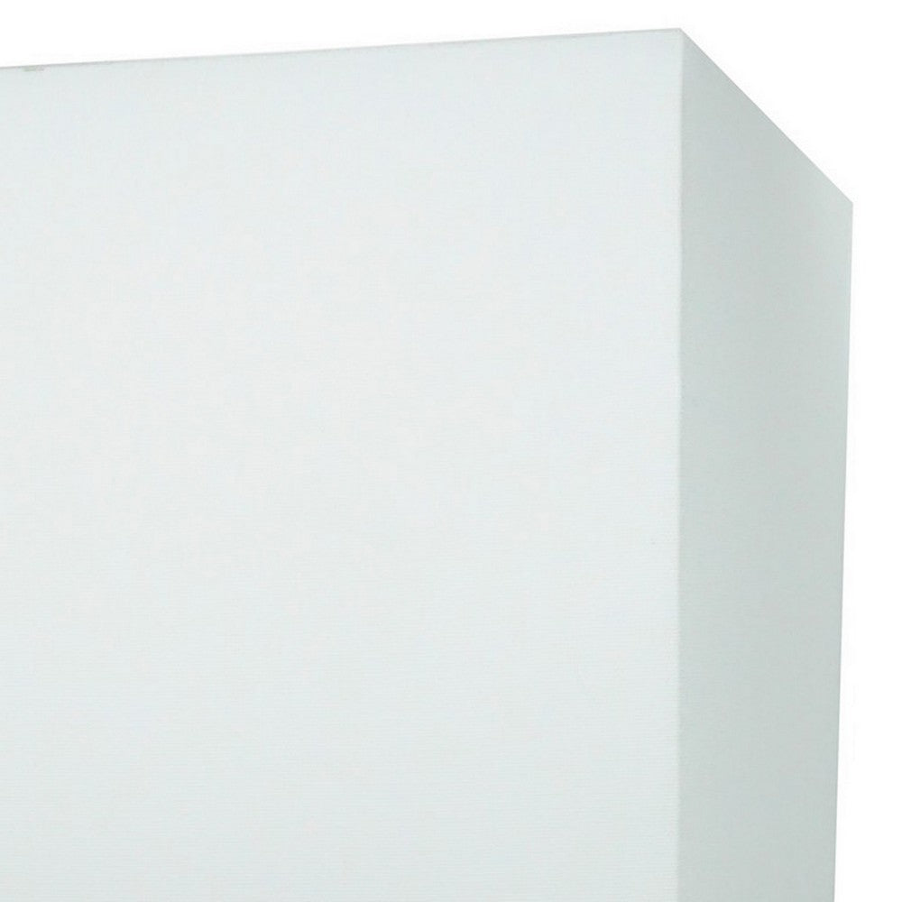 Benjara 27 Inch Table Lamp Set of 2, Square White Shade, Steel Base, Marble, White