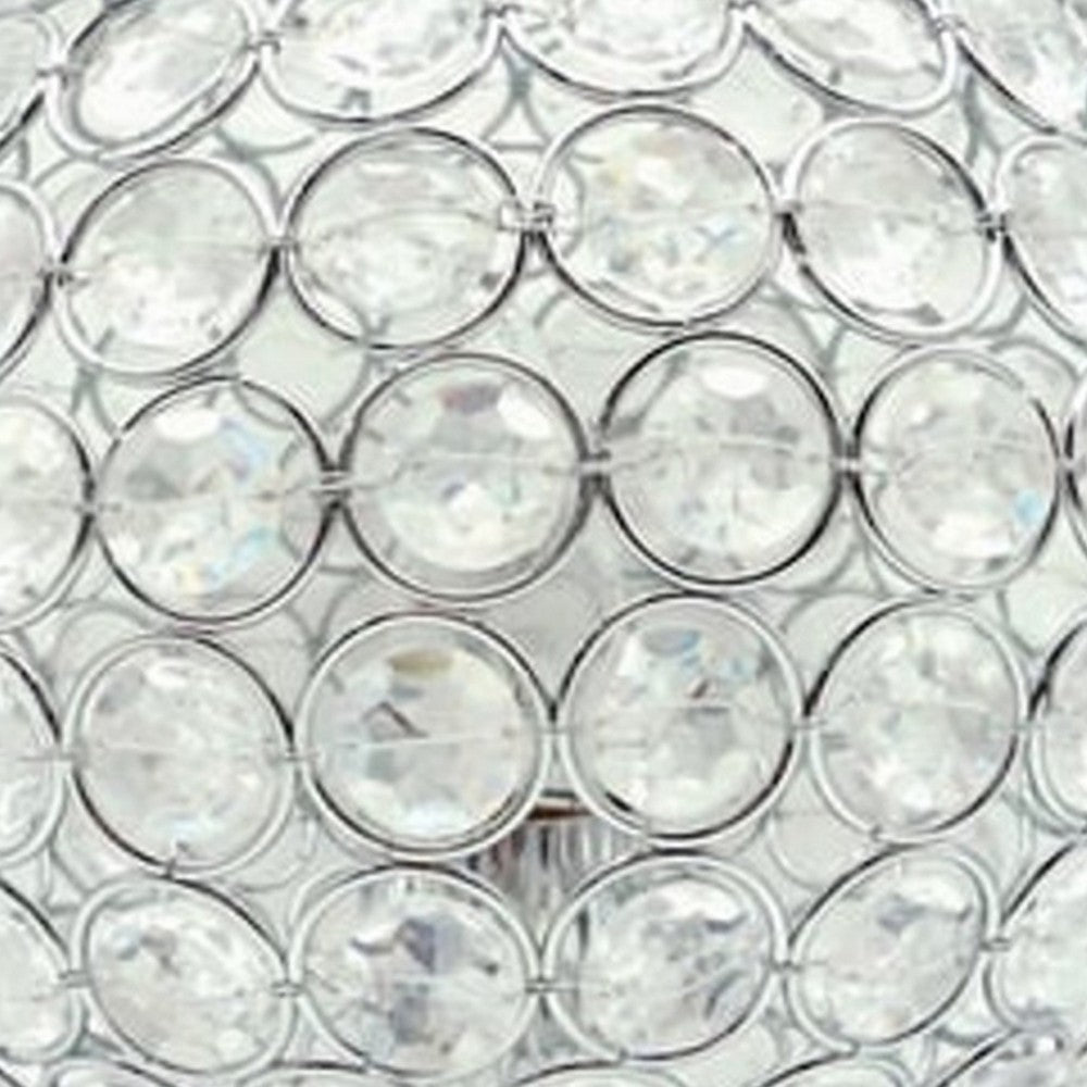 Benjara Denise 9 Inch Table Lamp, Round Metal Base, Crystal Ball Shade, Silver