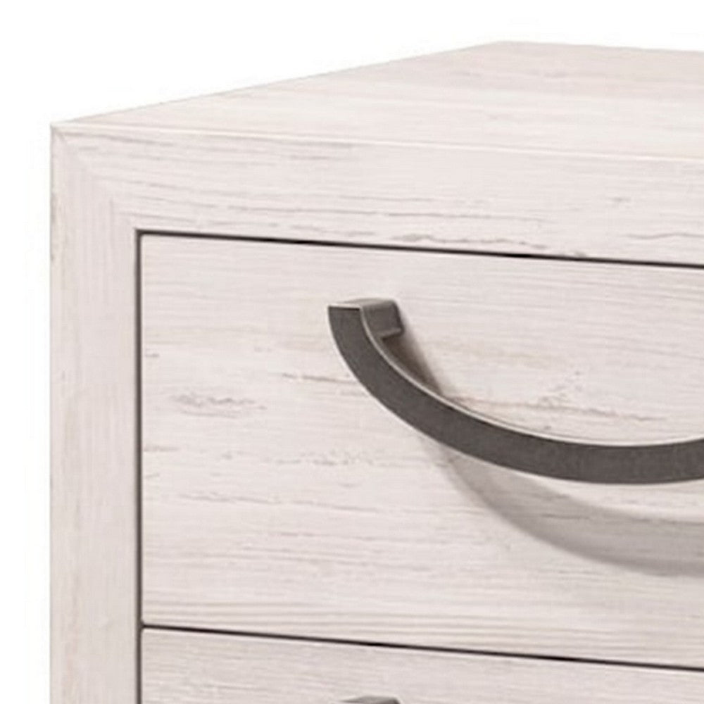 Benjara Vice 25 Inch Nightstand, Wood Frame, 2 Drawers, Metal Handles, Beige, Brown