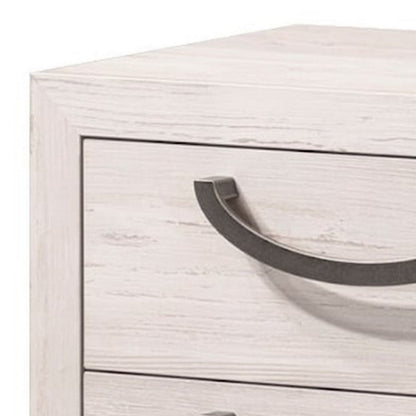 Benjara Vice 25 Inch Nightstand, Wood Frame, 2 Drawers, Metal Handles, Beige, Brown