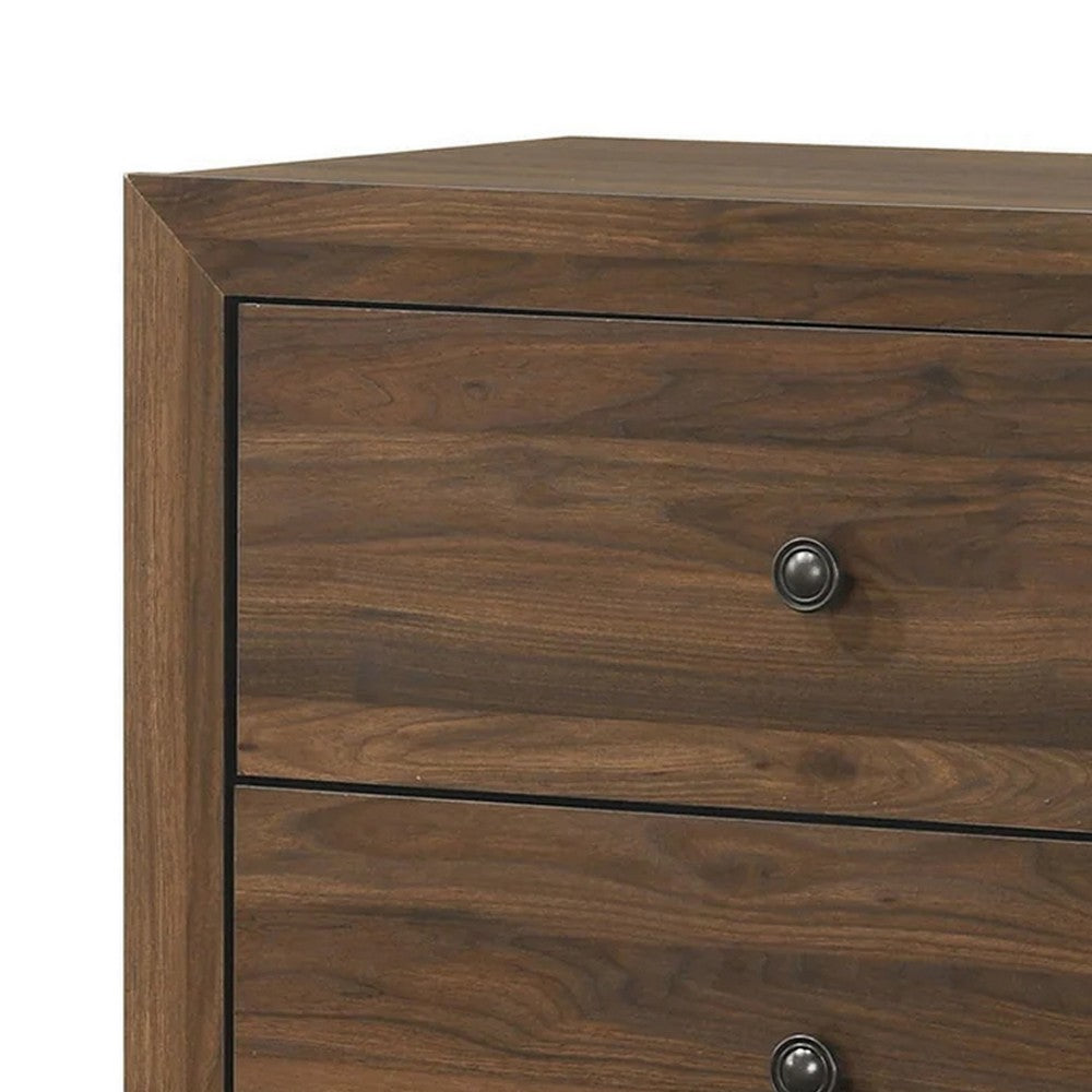Benjara Shan 45 Inch Tall Dresser Chest, 4 Drawers, Cherry Brown Wood Finish