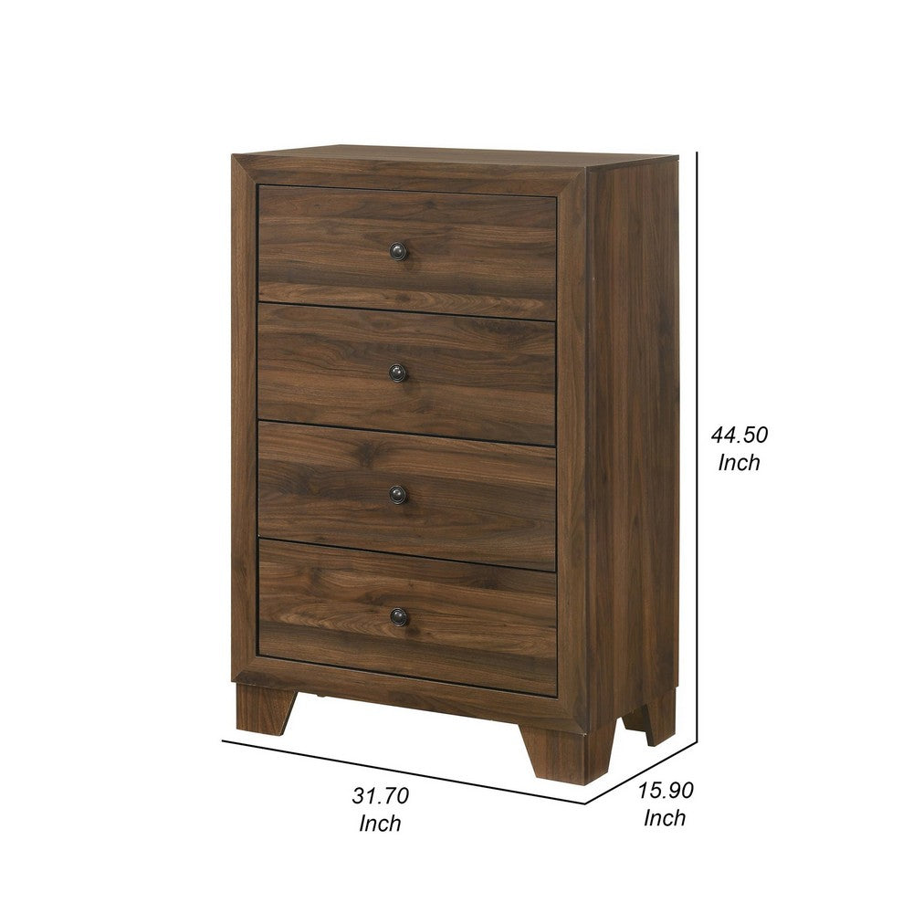 Benjara Shan 45 Inch Tall Dresser Chest, 4 Drawers, Cherry Brown Wood Finish