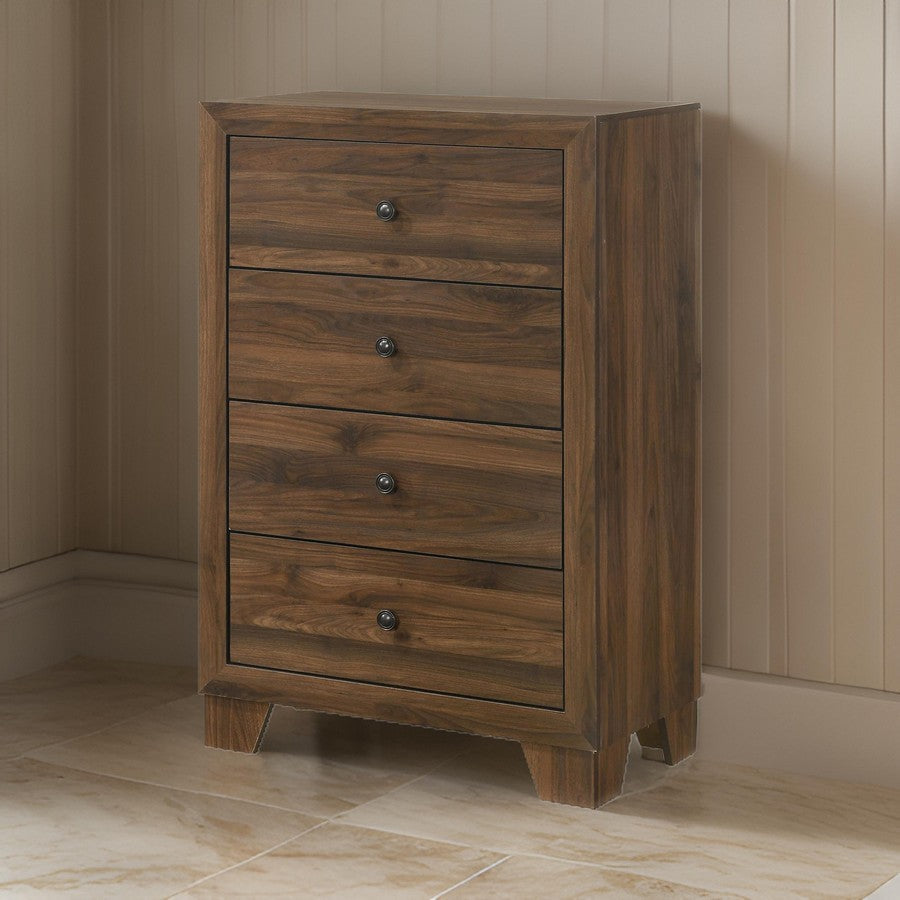 Benjara Shan 45 Inch Tall Dresser Chest, 4 Drawers, Cherry Brown Wood Finish