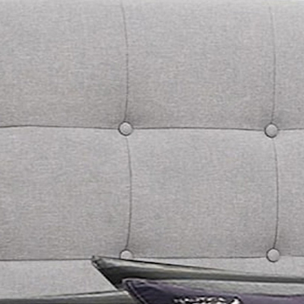 Benjara Lawrence California King Size Bed, Light Gray Button Tufted Upholstery