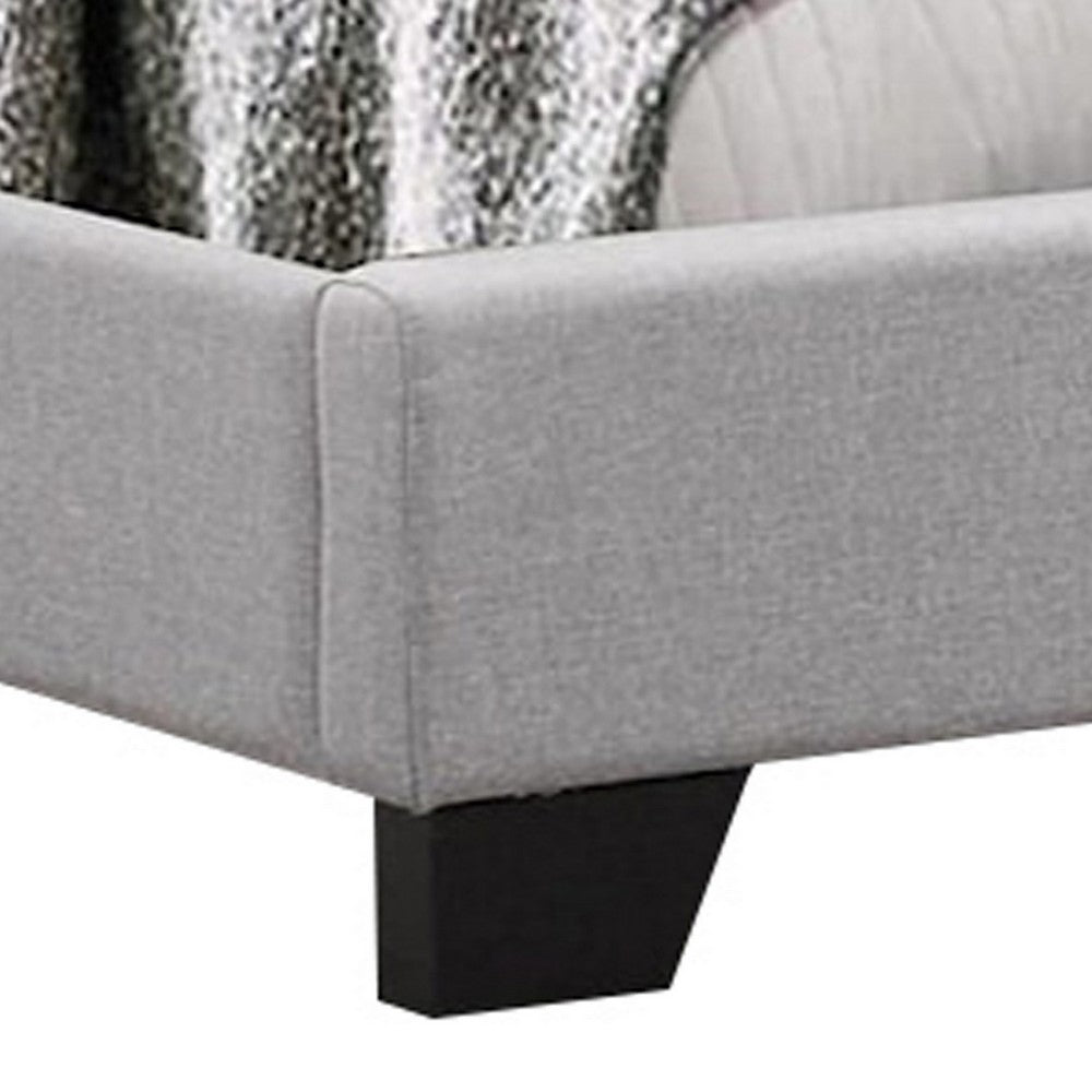 Benjara Lawrence California King Size Bed, Light Gray Button Tufted Upholstery