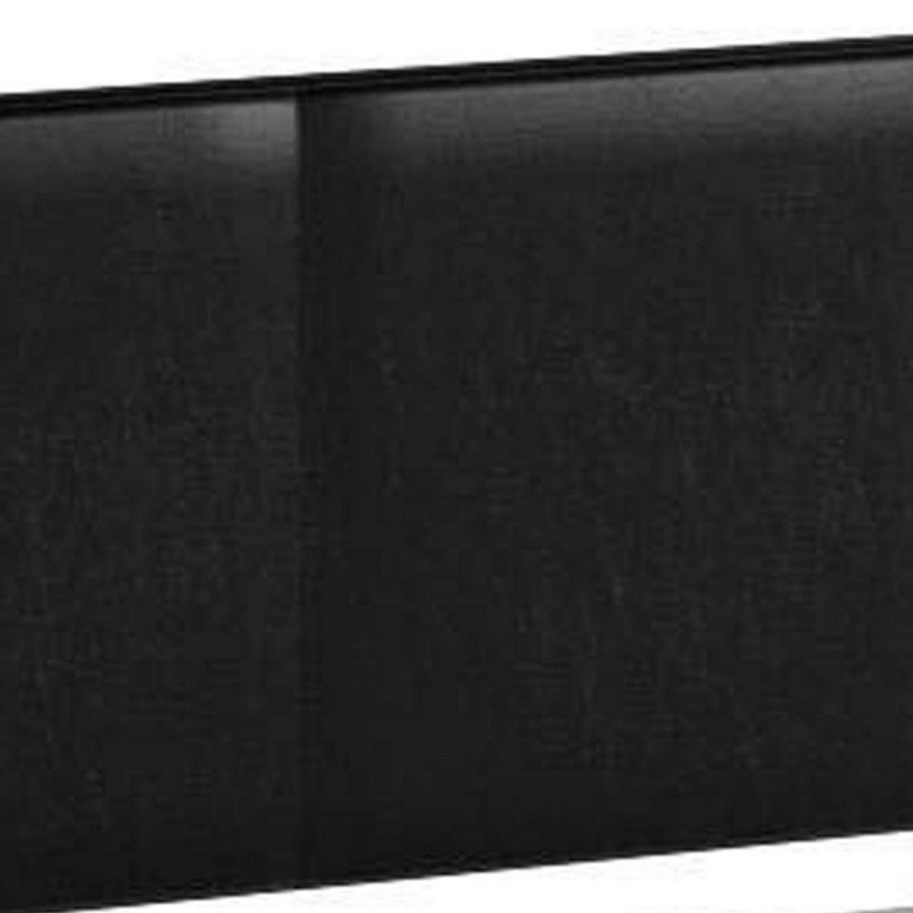 Benjara Shirin Twin Size Bed, Wood, Nailhead Trim, Upholstered Headboard, Black