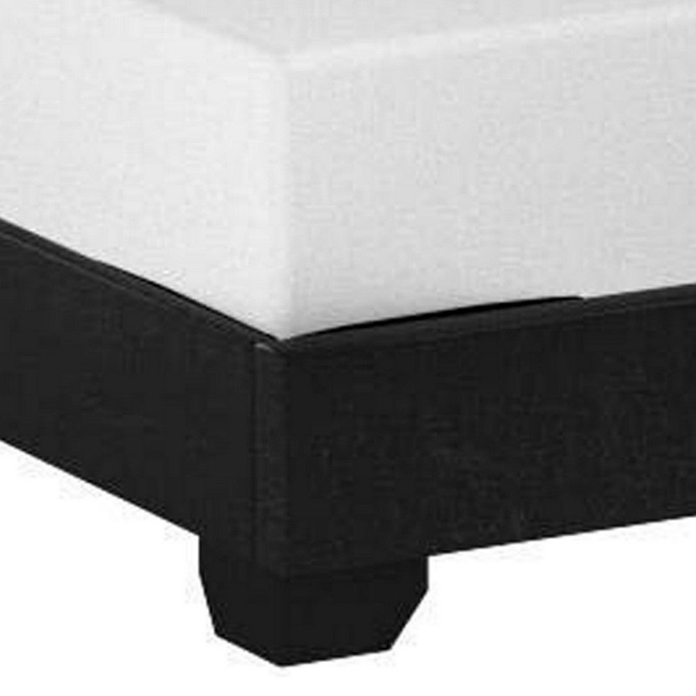 Benjara Shirin Twin Size Bed, Wood, Nailhead Trim, Upholstered Headboard, Black