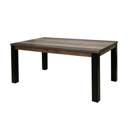 Benjara Pola 65 Inch Dining Table, Rectangular Top, Transitional Gray Brown Wood