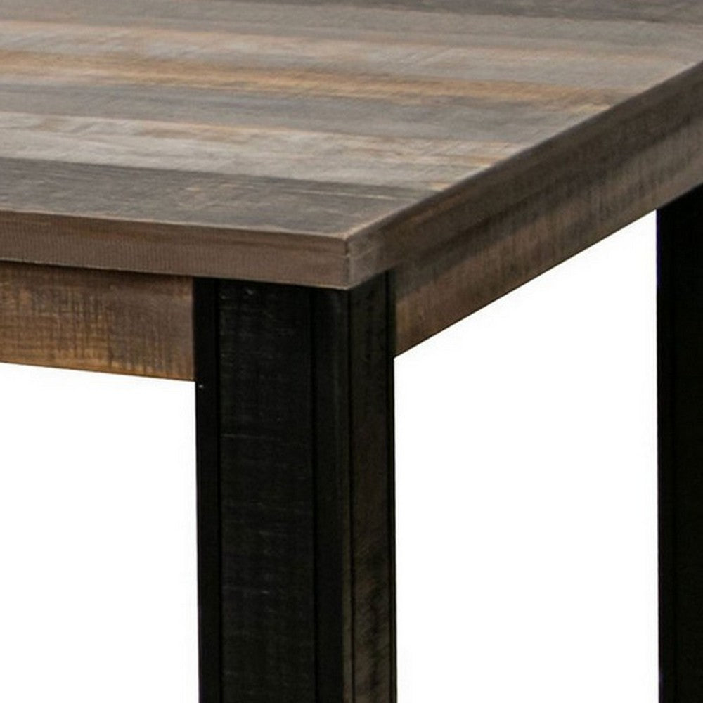 Benjara Pola 65 Inch Dining Table, Rectangular Top, Transitional Gray Brown Wood