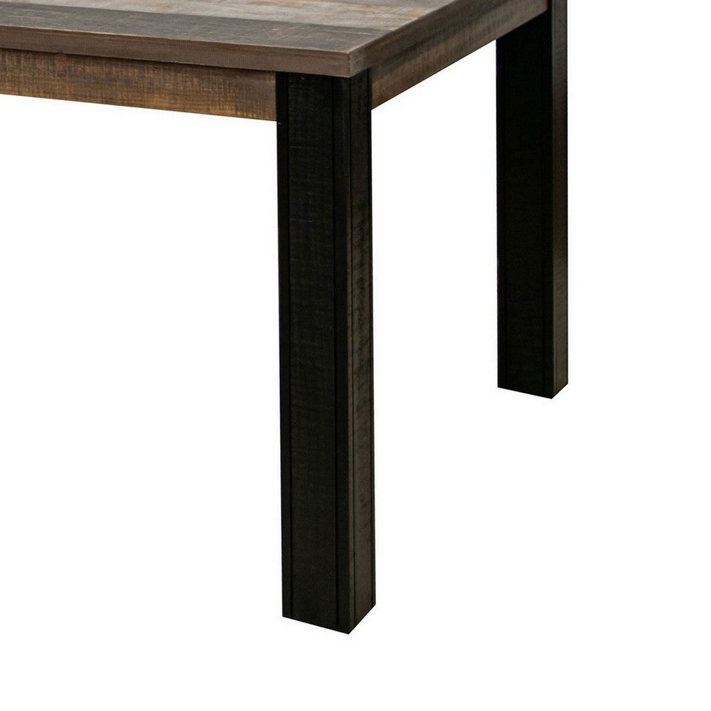 Benjara Pola 65 Inch Dining Table, Rectangular Top, Transitional Gray Brown Wood