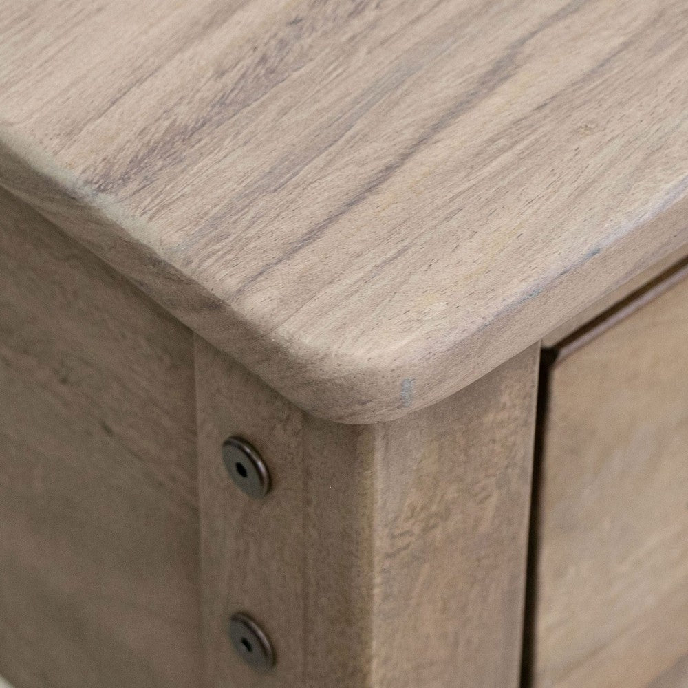 Benjara Umey 53 Inch Coffee Table, 2 Drawers, Light Natural Brown Wood Frame
