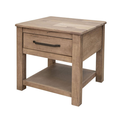 Benjara Umey 23 Inch Side End Table, 1 Drawer, Lower Shelf, Natural Brown Wood