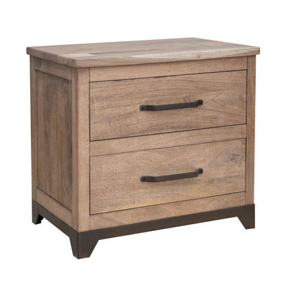 Benjara Umey 29 Inch Nightstand, Drawers, Metal Handles, Support Legs, Wood, Brown
