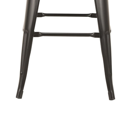 Benjara Giri 30 Inch Barstool Chair, Set of 4, Footrest And Tapered Legs, Black Metal Finish