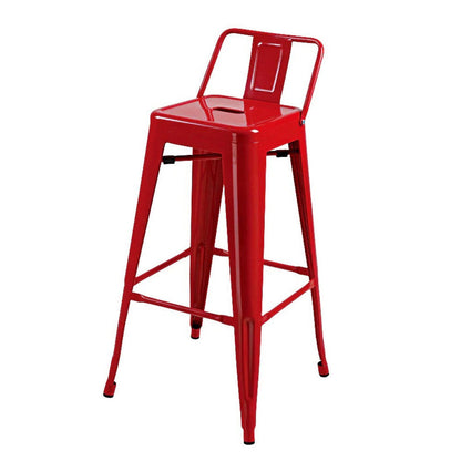 Benjara Giri 30 Inch Barstool Chair, Set of 4, Footrest And Tapered Legs, Red Metal Finish