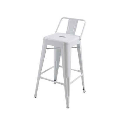 Benjara Giri 30 Inch Barstool Chair, Set of 4, Footrest And Tapered Legs, White Metal Finish