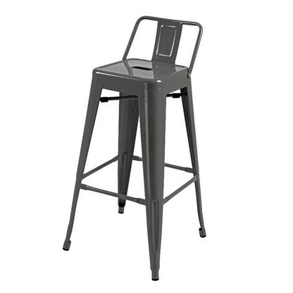 Benjara Giri 26 Inch Counter Stool Chair, Set of 4, Footrest And Tapered Legs, Light Gray