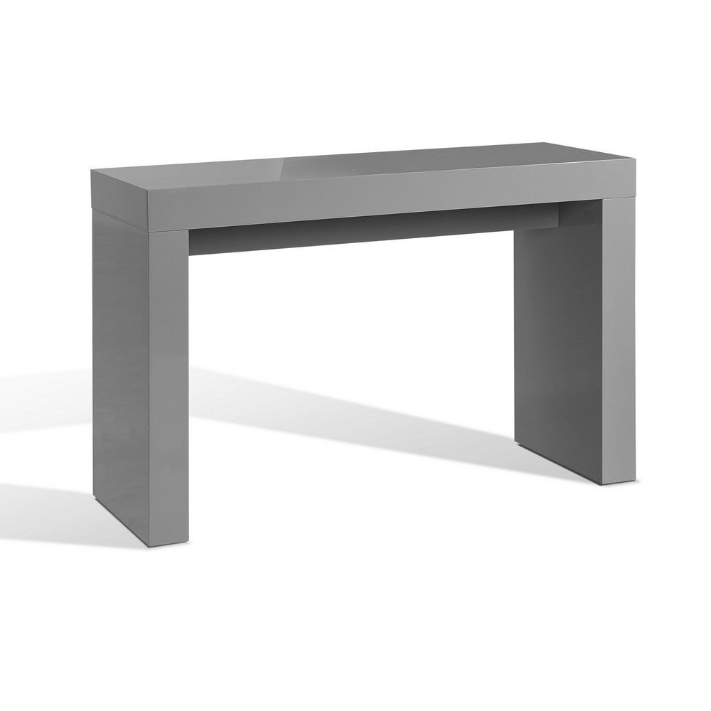 Benjara Libi 47 Inch Console Table, Minimalist Rectangular Top, Lacquered Gray