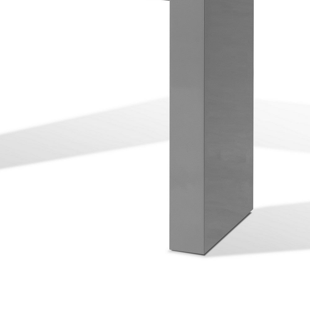 Benjara Libi 47 Inch Console Table, Minimalist Rectangular Top, Lacquered Gray