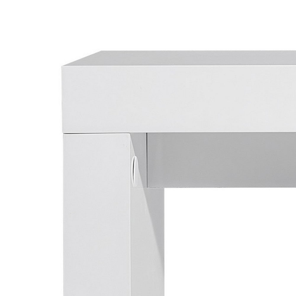 Benjara Libi 47 Inch Console Table, Minimalist Rectangular Top, Lacquered White