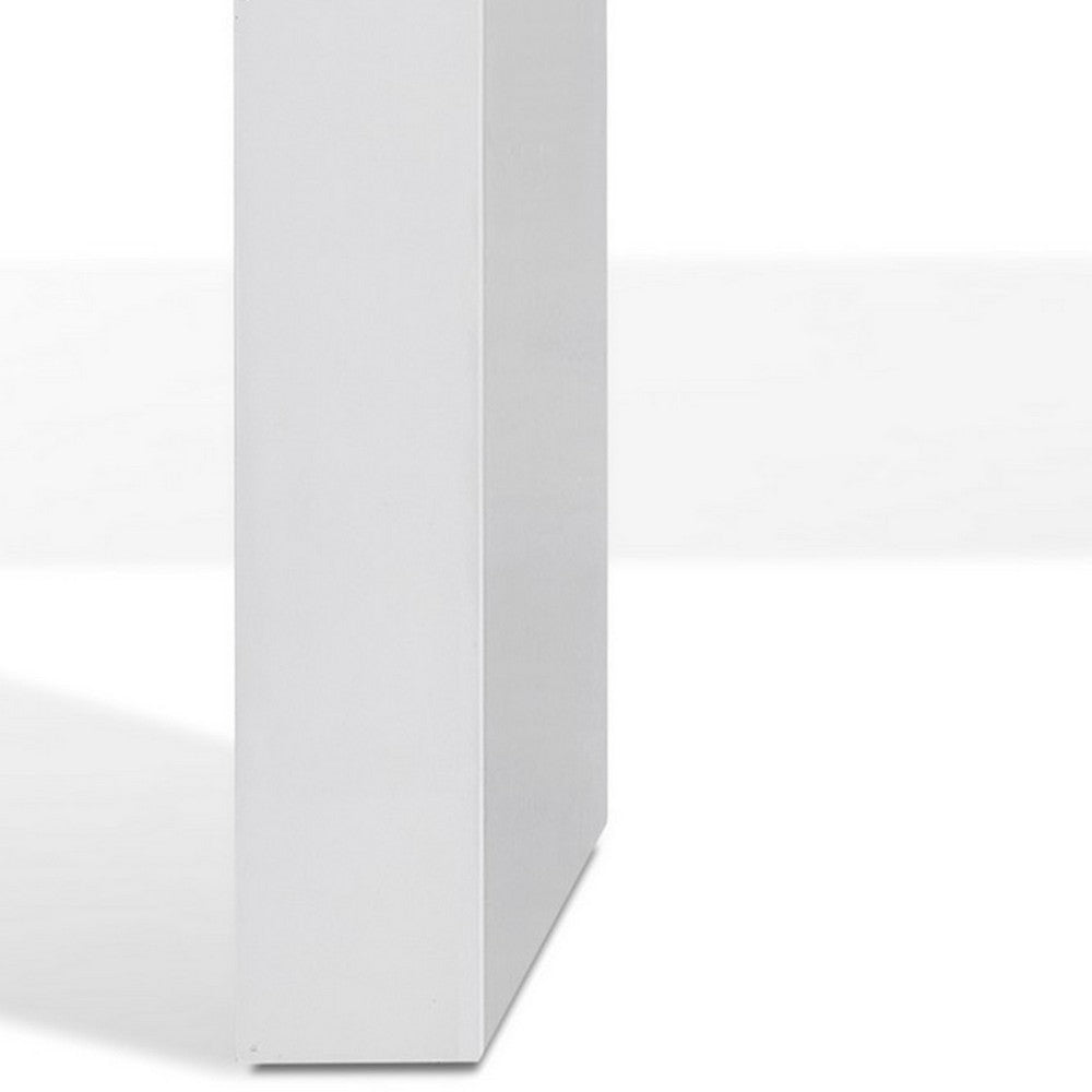 Benjara Libi 47 Inch Console Table, Minimalist Rectangular Top, Lacquered White