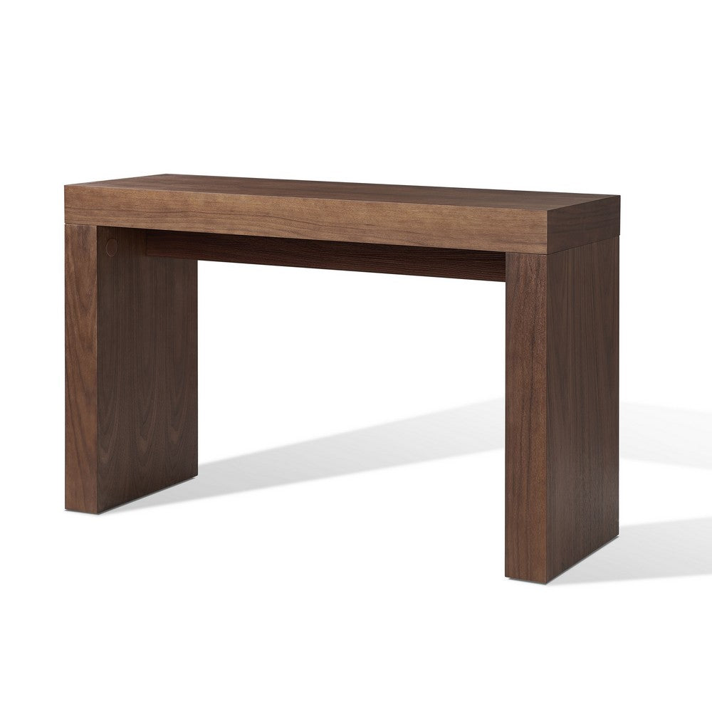 Benjara Libi 47 Inch Console Table, Minimalist Rectangular Top, Lacquered Brown