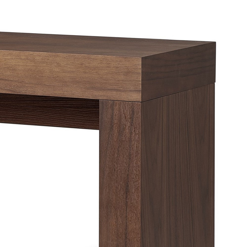 Benjara Libi 47 Inch Console Table, Minimalist Rectangular Top, Lacquered Brown