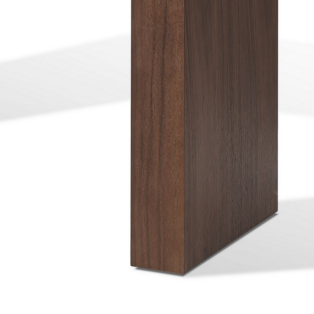 Benjara Libi 47 Inch Console Table, Minimalist Rectangular Top, Lacquered Brown