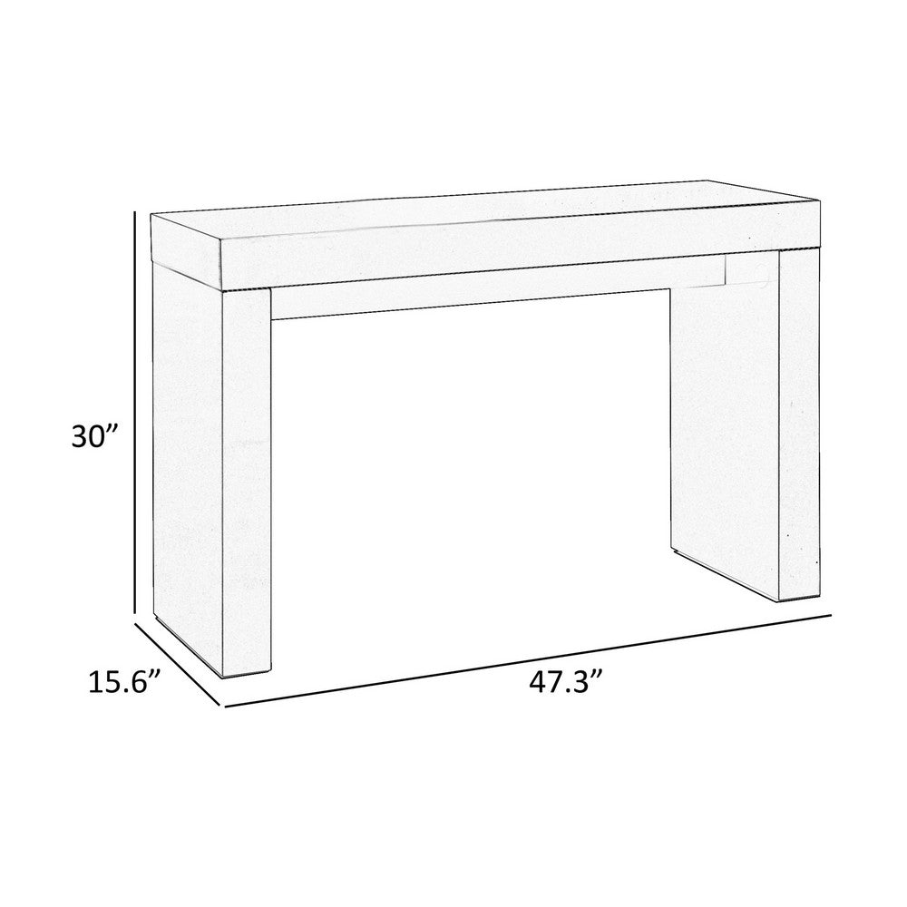 Benjara Libi 47 Inch Console Table, Minimalist Rectangular Top, Lacquered Brown