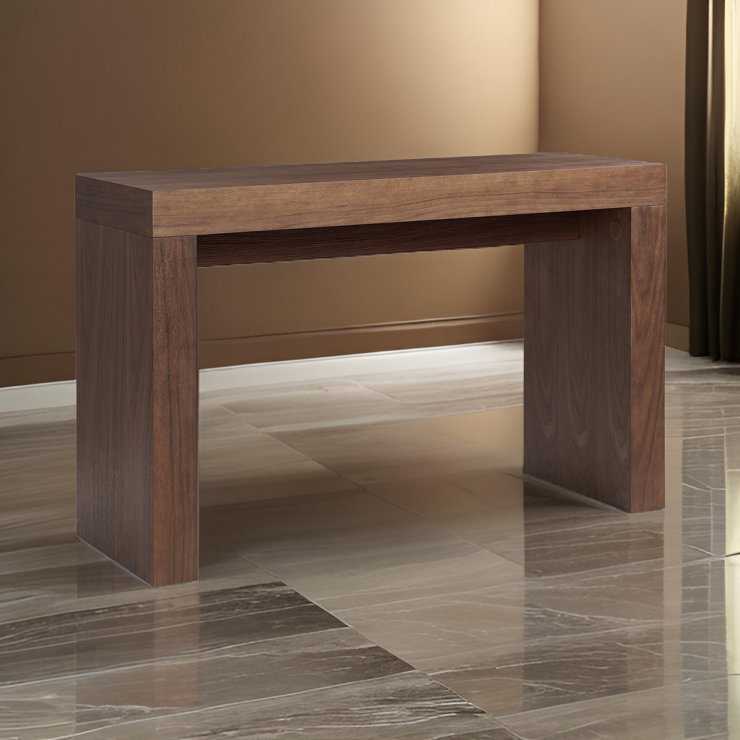 Benjara Libi 47 Inch Console Table, Minimalist Rectangular Top, Lacquered Brown