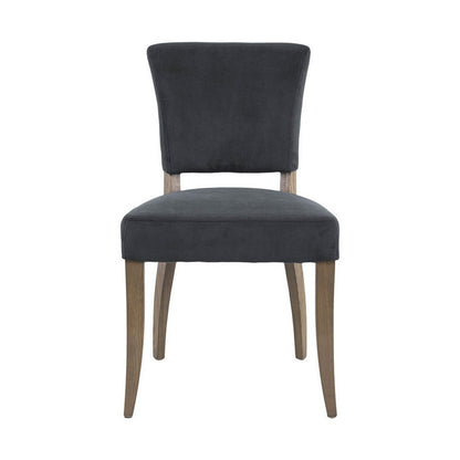 Benjara 25 Inch Side Dining Chairs Set of 2, Polyester Padded Back, Wood, Dark Gray