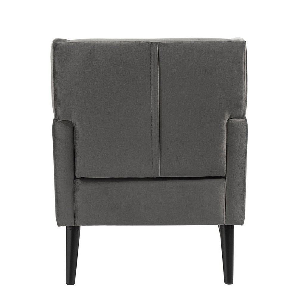 Benjara Kine 31 Inch Accent Armchair, Splayed Legs, Wood, Gray Fabric Upholstery