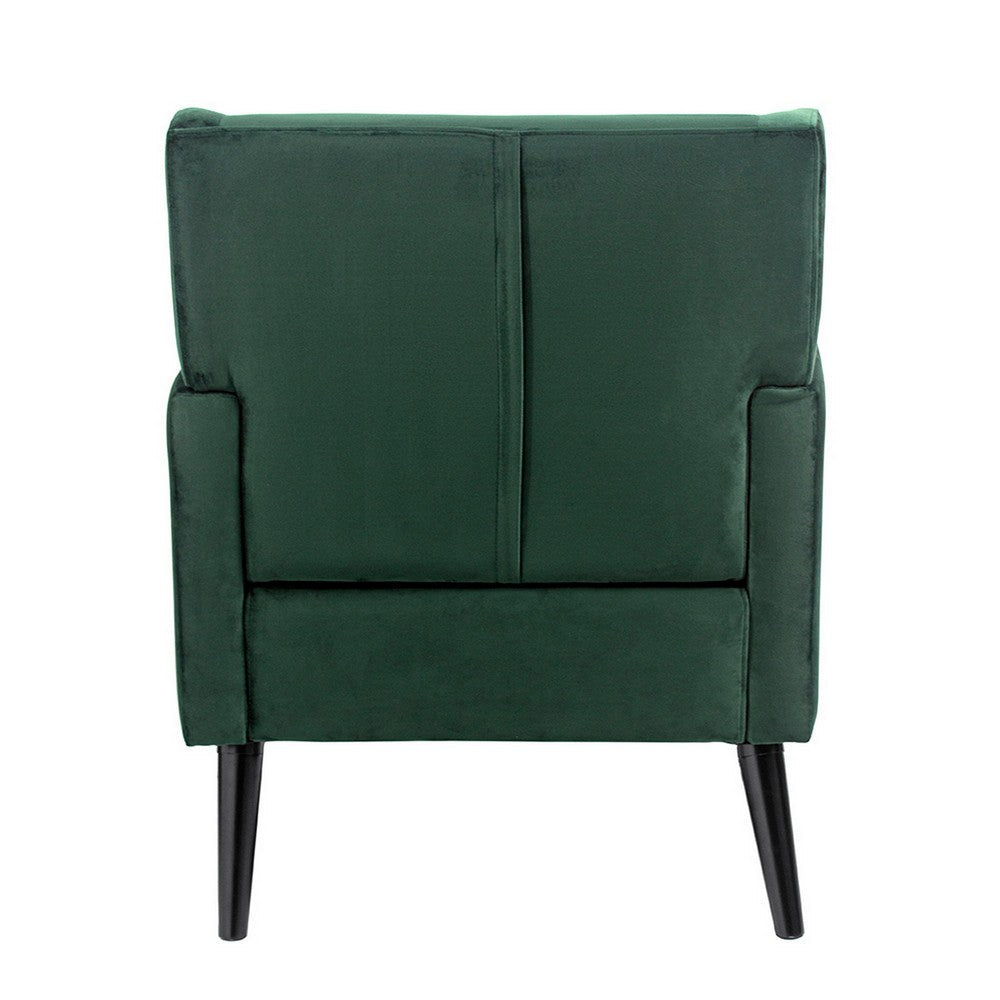 Benjara Kine 31 Inch Accent Armchair, Splayed Legs, Wood, Green Fabric Upholstery