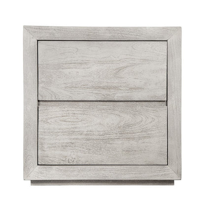Benjara Romo 24 Inch Nightstand with 2 Drawers, Square, Natural Cream Acacia Wood