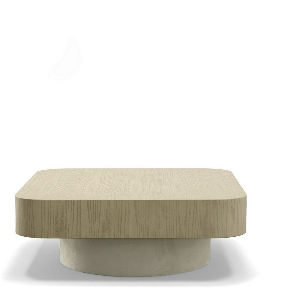 Benjara Cid Macy 40 Inch Coffee Table, Square, Modern Style Beige Brown Finish