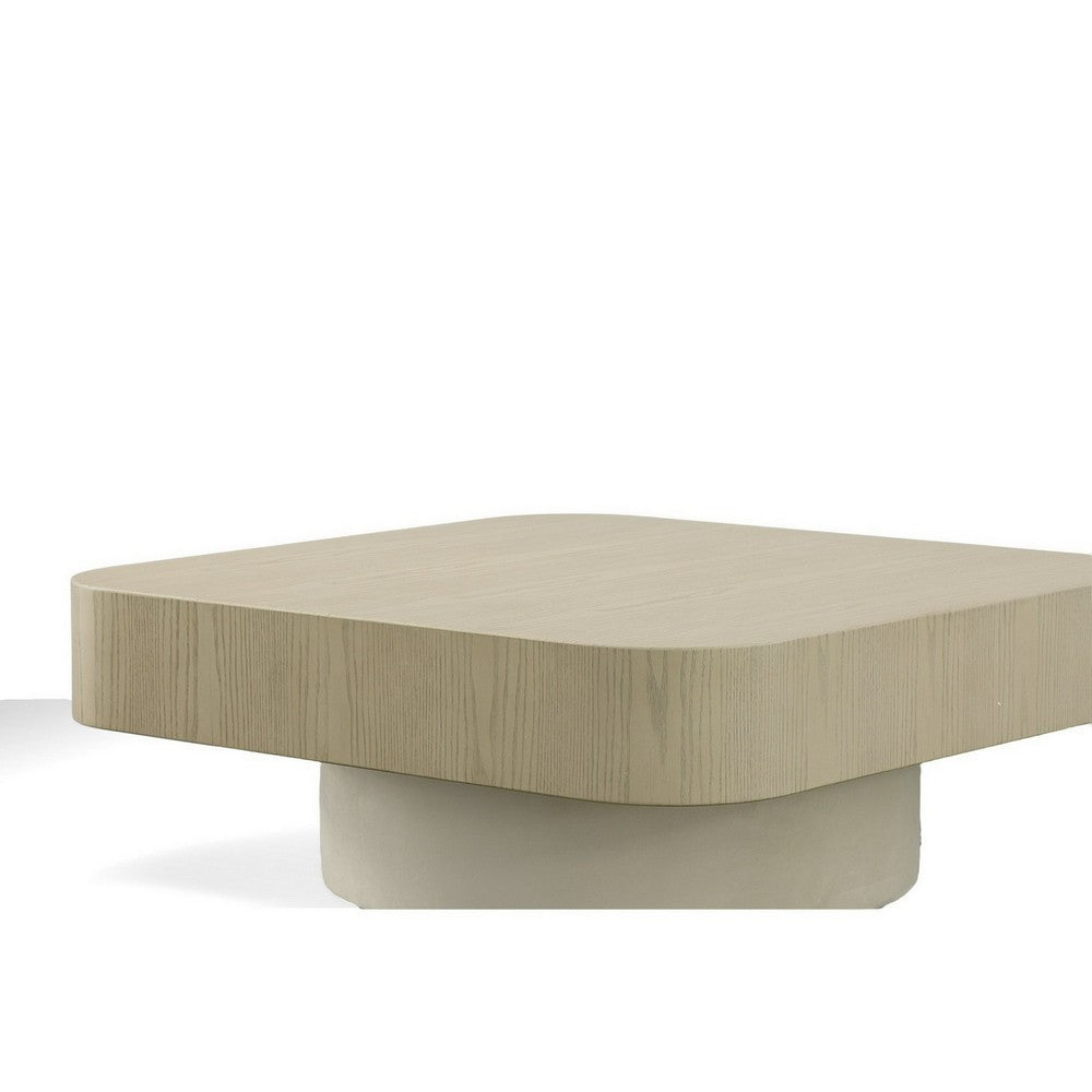 Benjara Cid Macy 40 Inch Coffee Table, Square, Modern Style Beige Brown Finish