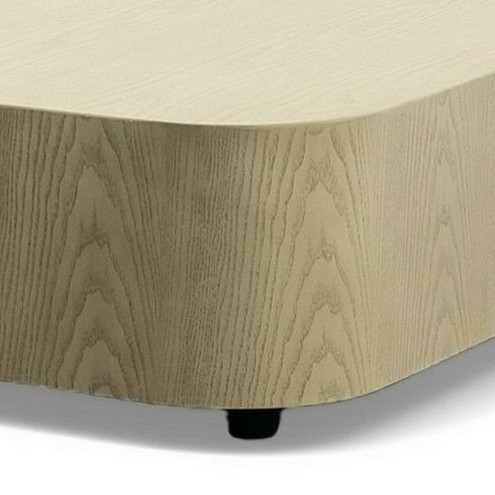 Benjara Cid Macy 36 Inch Low Coffee Table, Square Modern Style, Beige Brown Finish