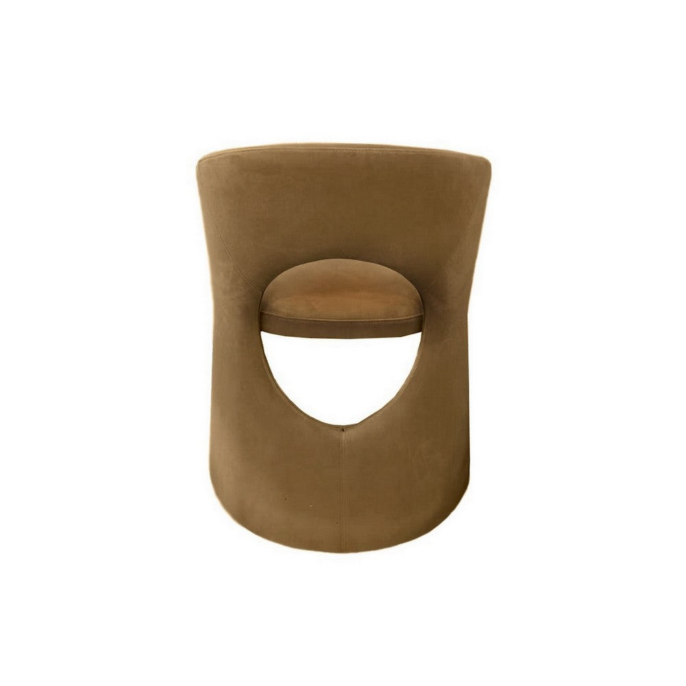 Benjara 24 Inch Dining Chair, Art Deco Design, Jade Cushion, Tan Fabric Upholstery