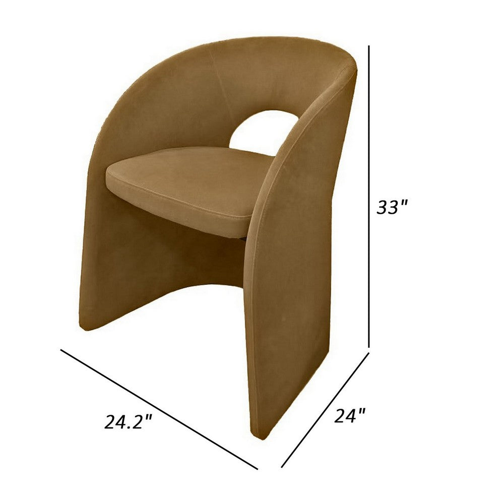 Benjara 24 Inch Dining Chair, Art Deco Design, Jade Cushion, Tan Fabric Upholstery