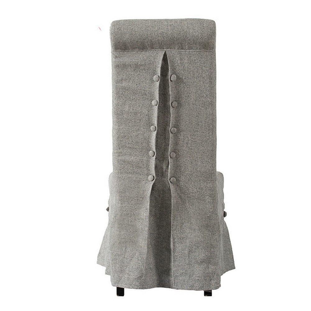 Benjara 25 Inch Dining Side Chair, Gray Linen Fabric Upholstery, Skirted Parsons