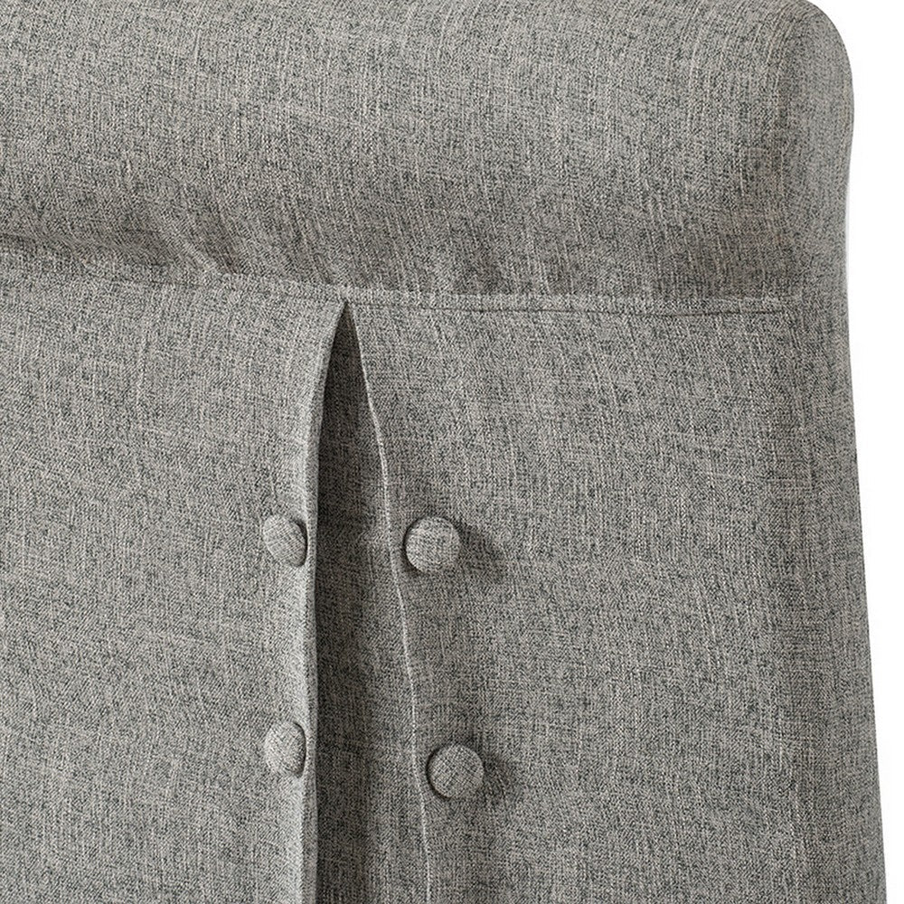Benjara 25 Inch Dining Side Chair, Gray Linen Fabric Upholstery, Skirted Parsons