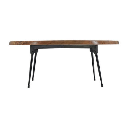 Benjara Aji 31 Inch Coffee Table, Oval Acacia Wood Top, Iron Legs, Brown And Black