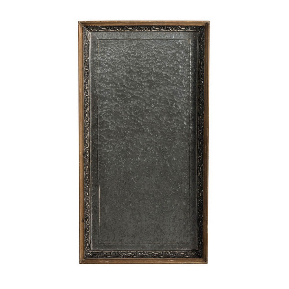Benjara 44 Inch Coffee Table, Vintage Style Wood Tray Top, Metal Base, Brown, Black