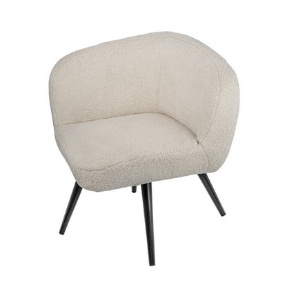 Benjara 39 Inch Swivel Accent Chair, Soft Cream Fabric Upholstery, Black Iron Legs