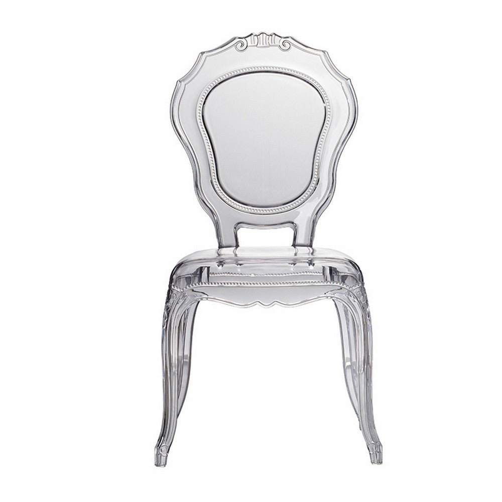 Benjara 22 Inch Side Dining Chair, Clear Smoke Finish, Classic Curved Backrest