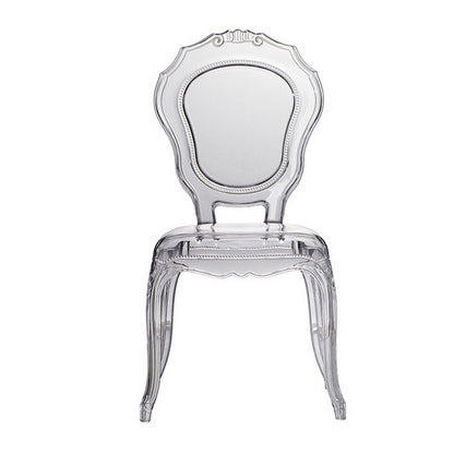 Benjara 22 Inch Side Dining Chair, Clear Smoke Finish, Classic Curved Backrest
