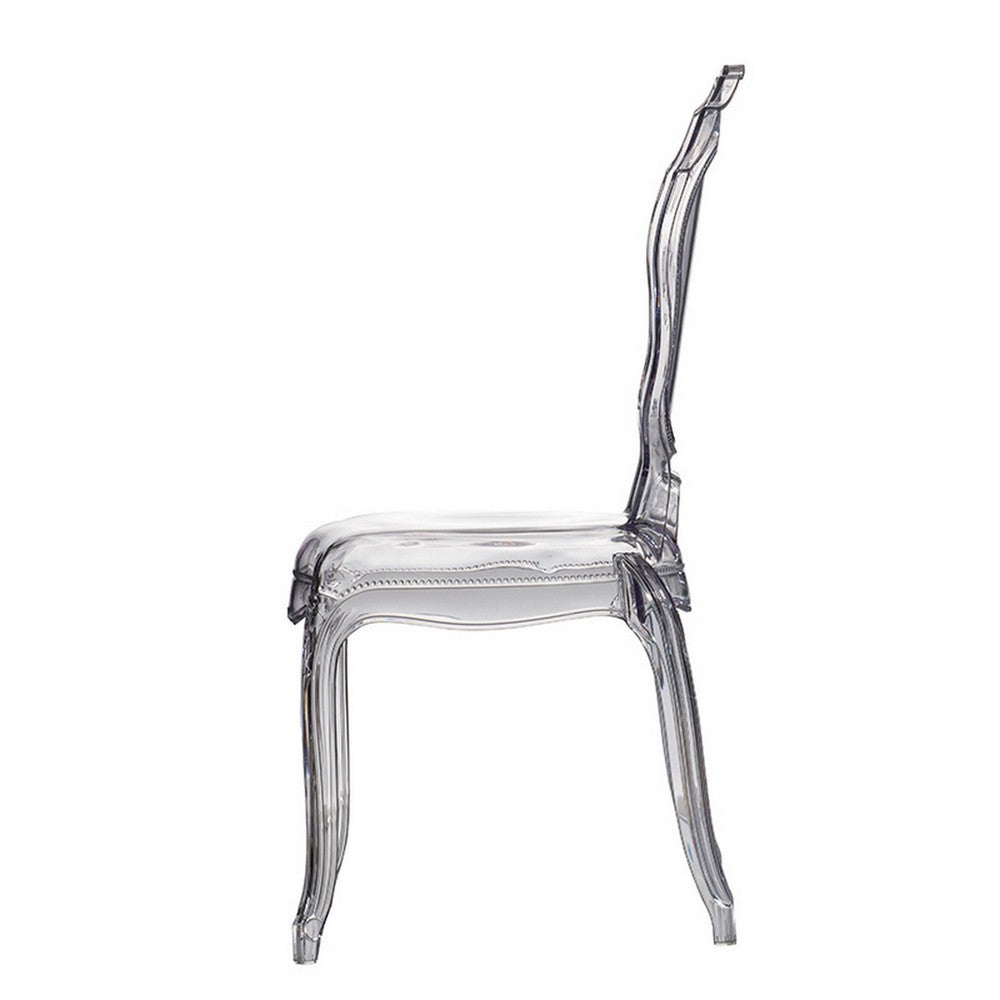Benjara 22 Inch Side Dining Chair, Clear Smoke Finish, Classic Curved Backrest